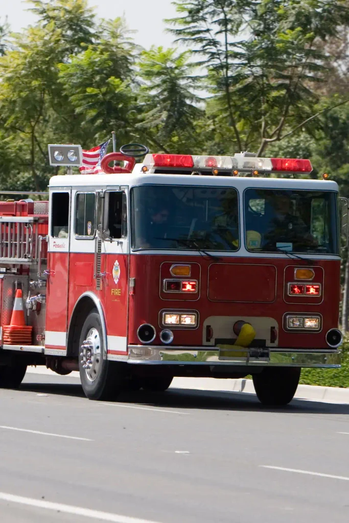 Fire truck responding on the road