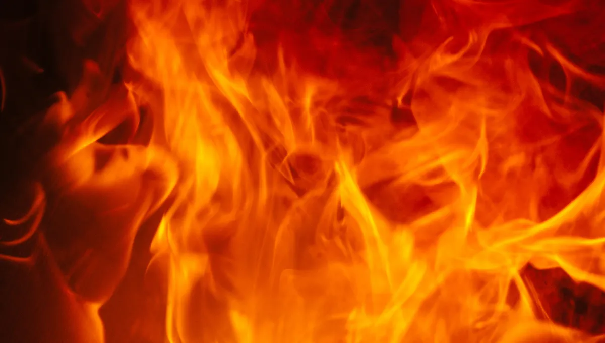 Close-up of flames representing a house fire